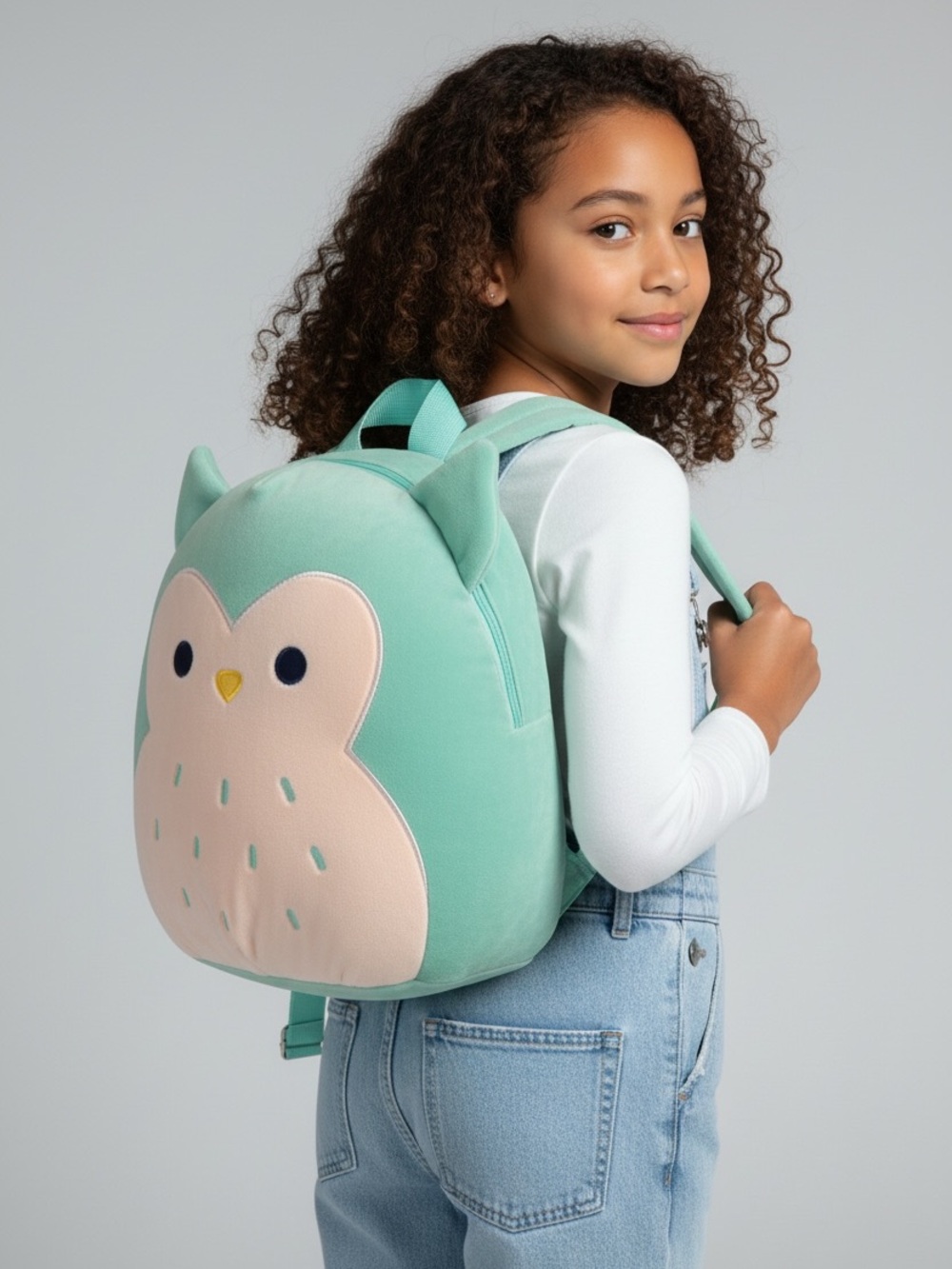 Squishmallows Mint Green Owl Kids Backpack